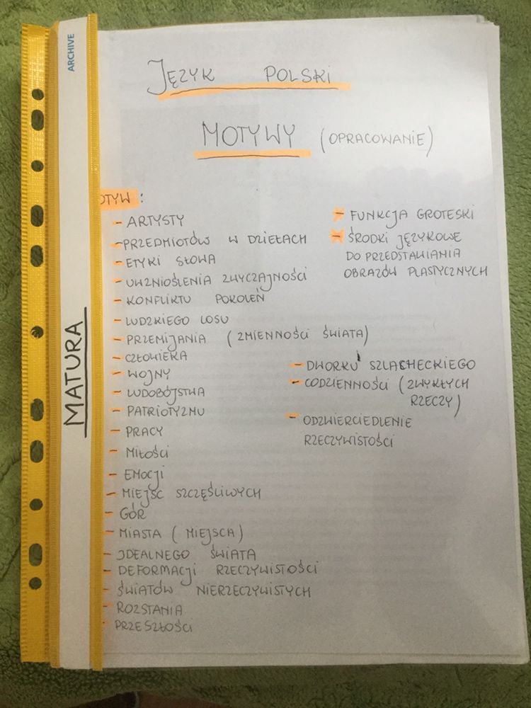 Matura z języka polskiego motywy konteksty opracowanie