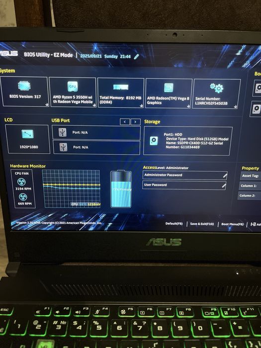Продам ноутбук asus tuf gaming f15 gtx1050 3 gb rayzen 5