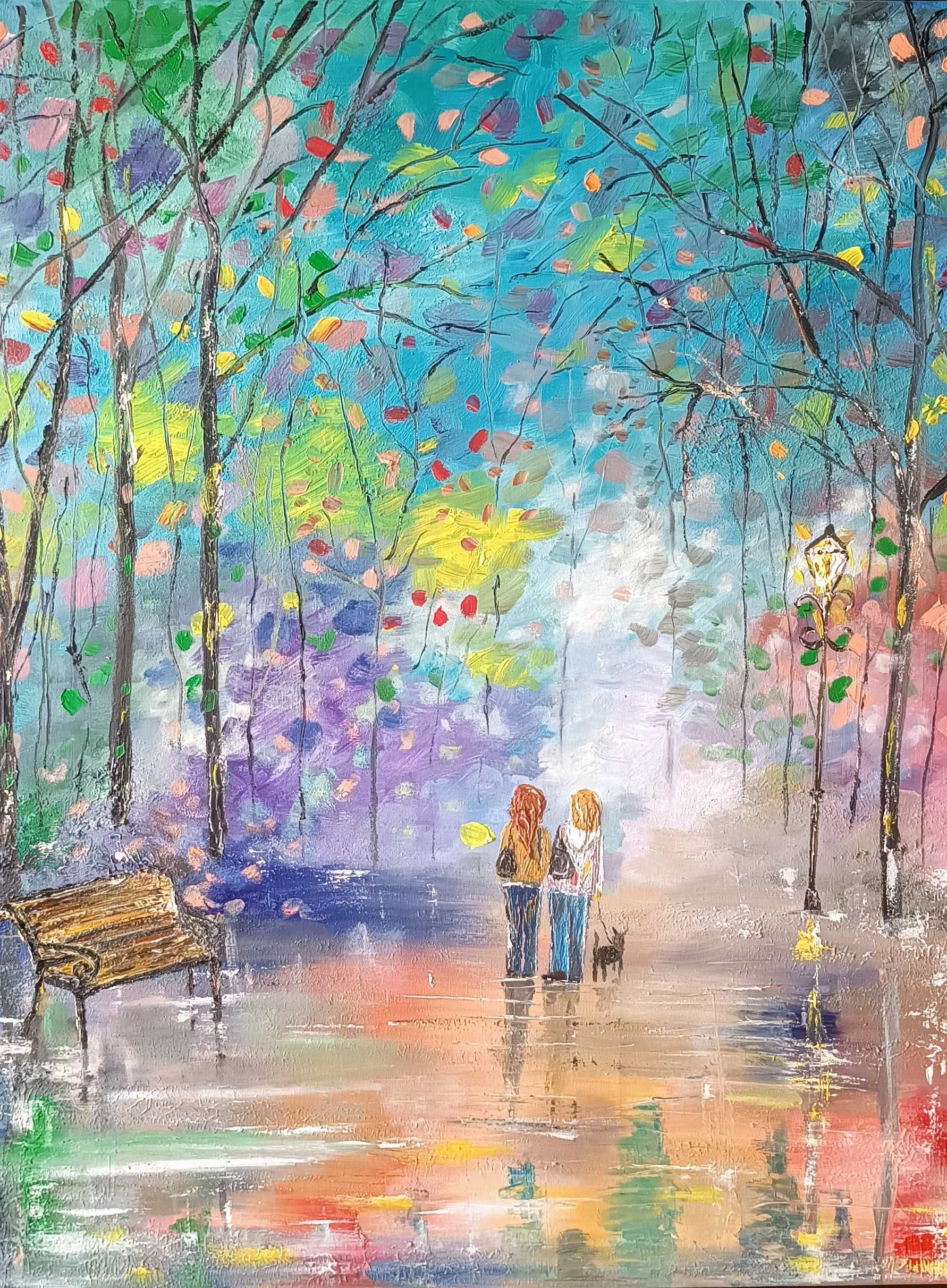 Óleo sobre tela, original, dimensões 60cmx70cm, cenário colorido.