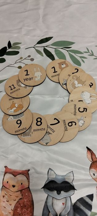 Набір дерев'яних карток для дитячої фотосесії по місяцях 12 штук