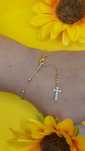 Pulseira luxo cruz , folheada a ouro 18 k, semijoia de qualidade.