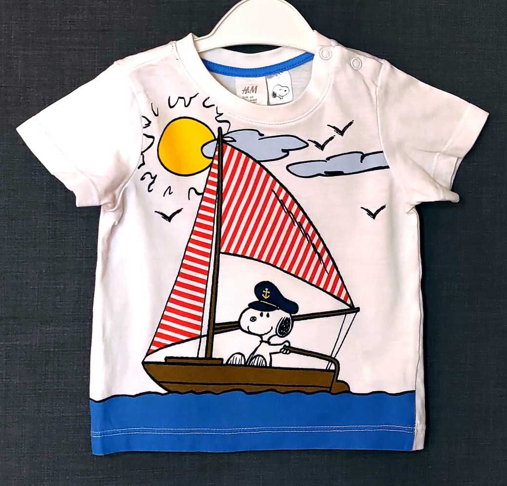 Snoopy koszulka t-shirt dla maluchów z H&M rozmiar 68