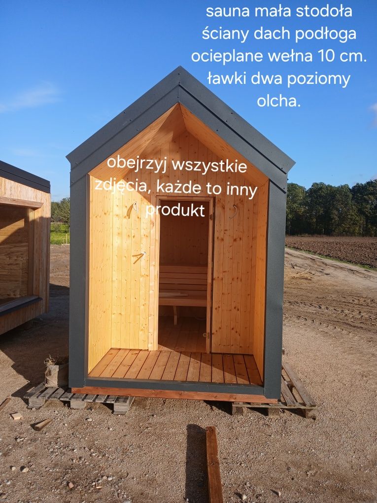 Sauna i balie, meble ogrodowe.