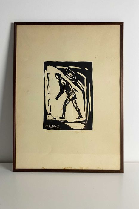 M. Petrucci sygnowany | Prova d'Autore | drzeworyt linoryt obraz