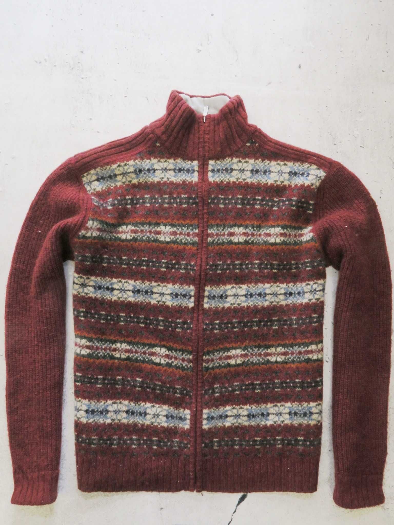 Fjallraven gruby sweter wełniany rozpinany na zimę XL