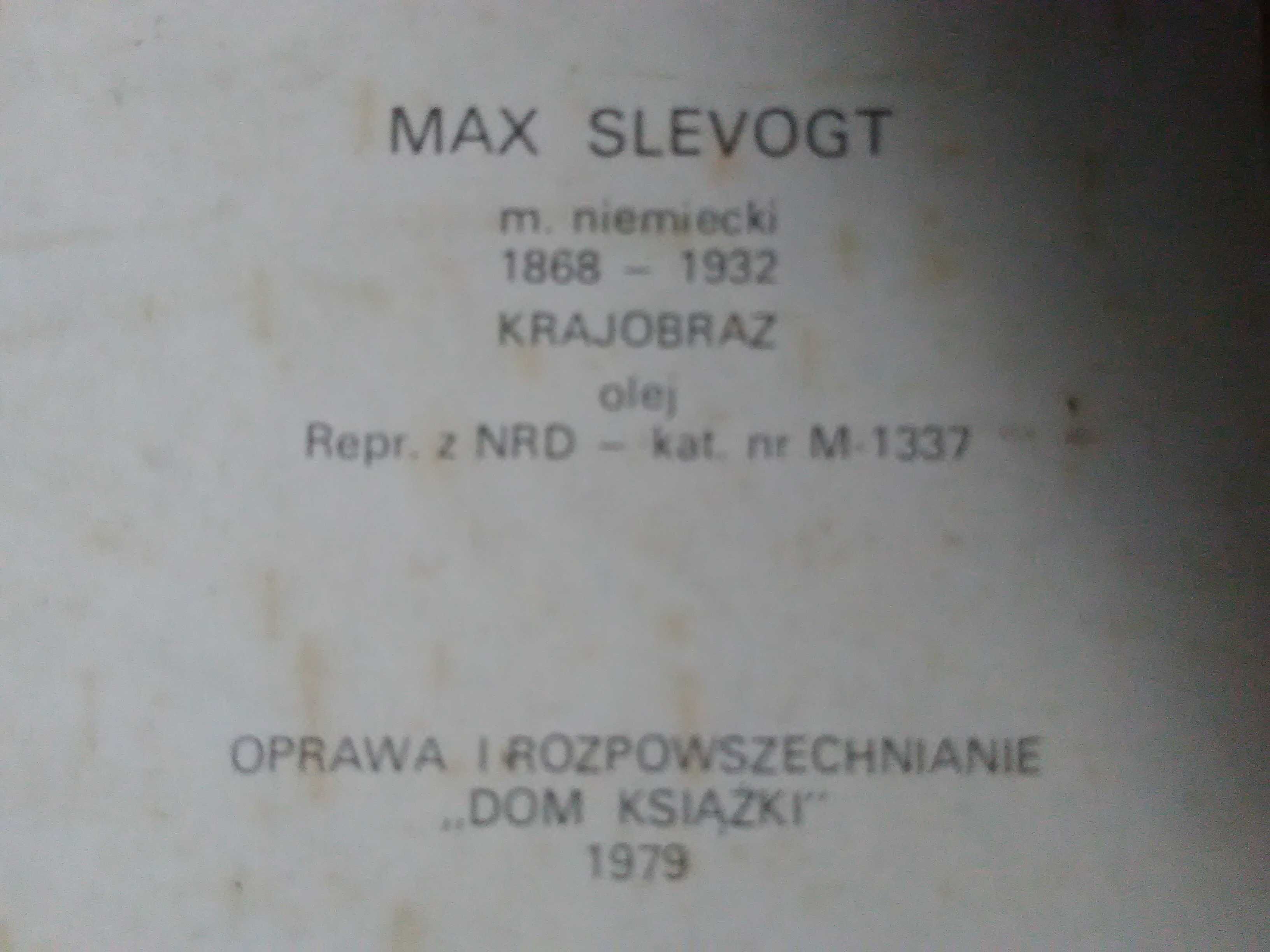 stary obraz MAX SLEVOGT  krajobraz olej 1979 PRL retro vintage Cepelia