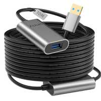 Alxum Aktywny Przedłużacz Usb 3.0, Męsko-Żeński 10M Z Zasilaczem 5V2A