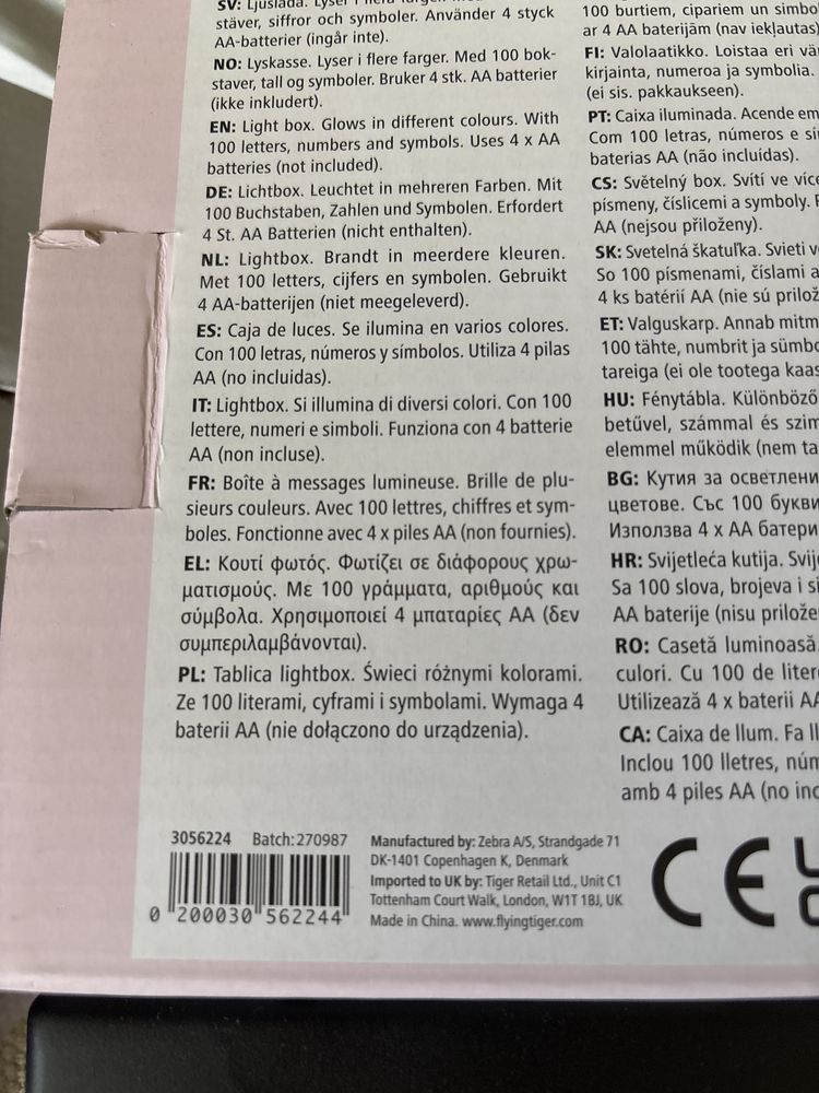 Tablica podświetlana light box literki