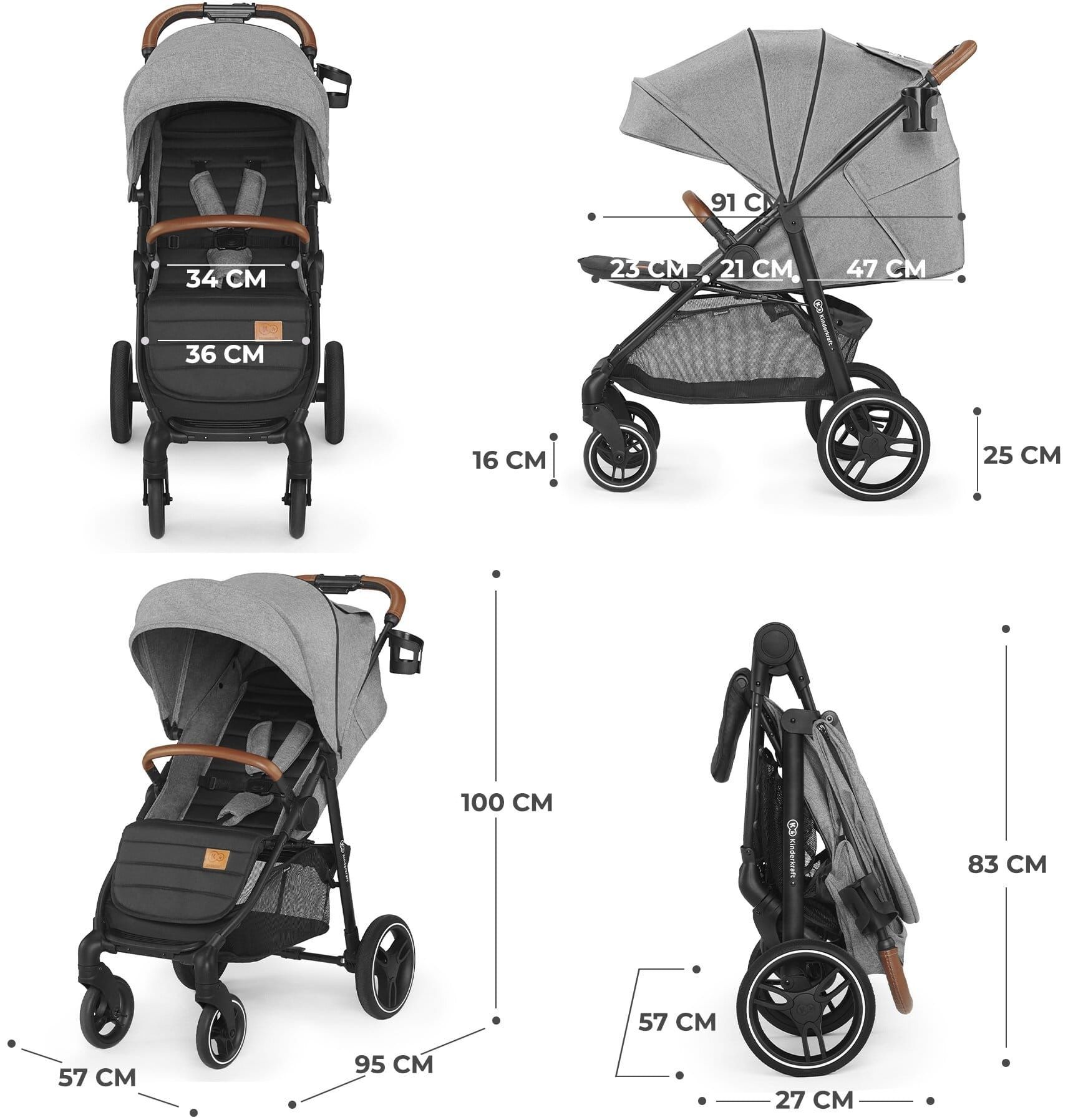 Wózek spacerowy Kinderkraft Grande szary