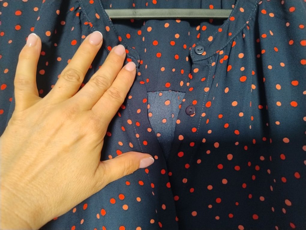 Sukienka L xl  granatowa w groszki