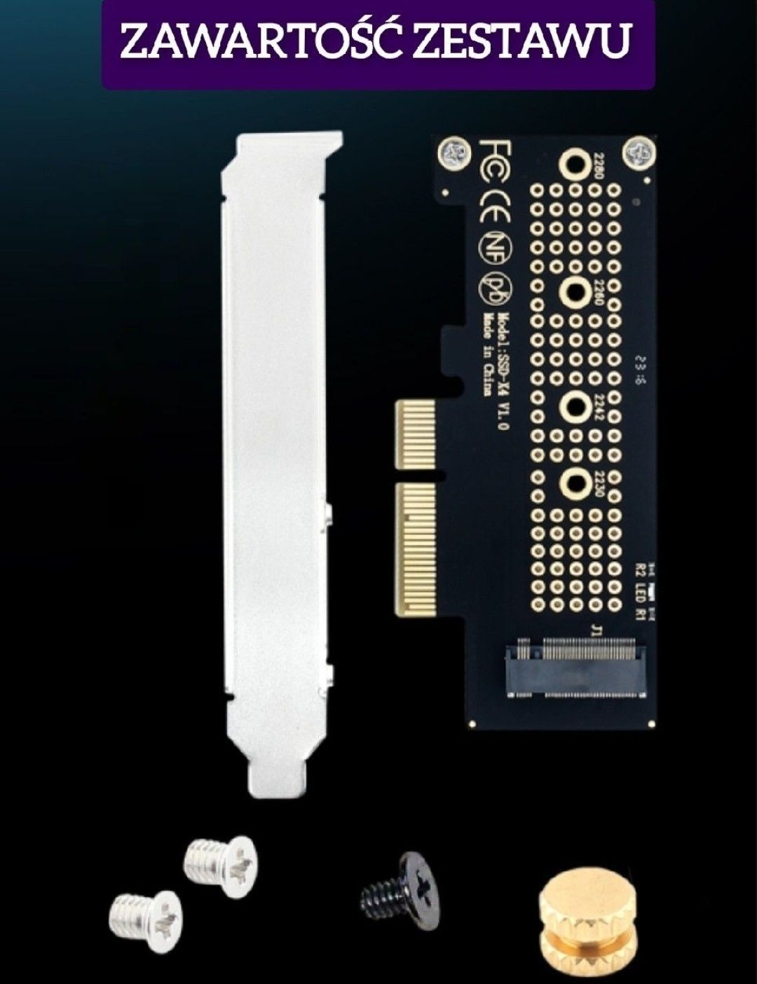 Adapter karta rozszerzeń dysku SSD nvme m.2 PCI-e x1