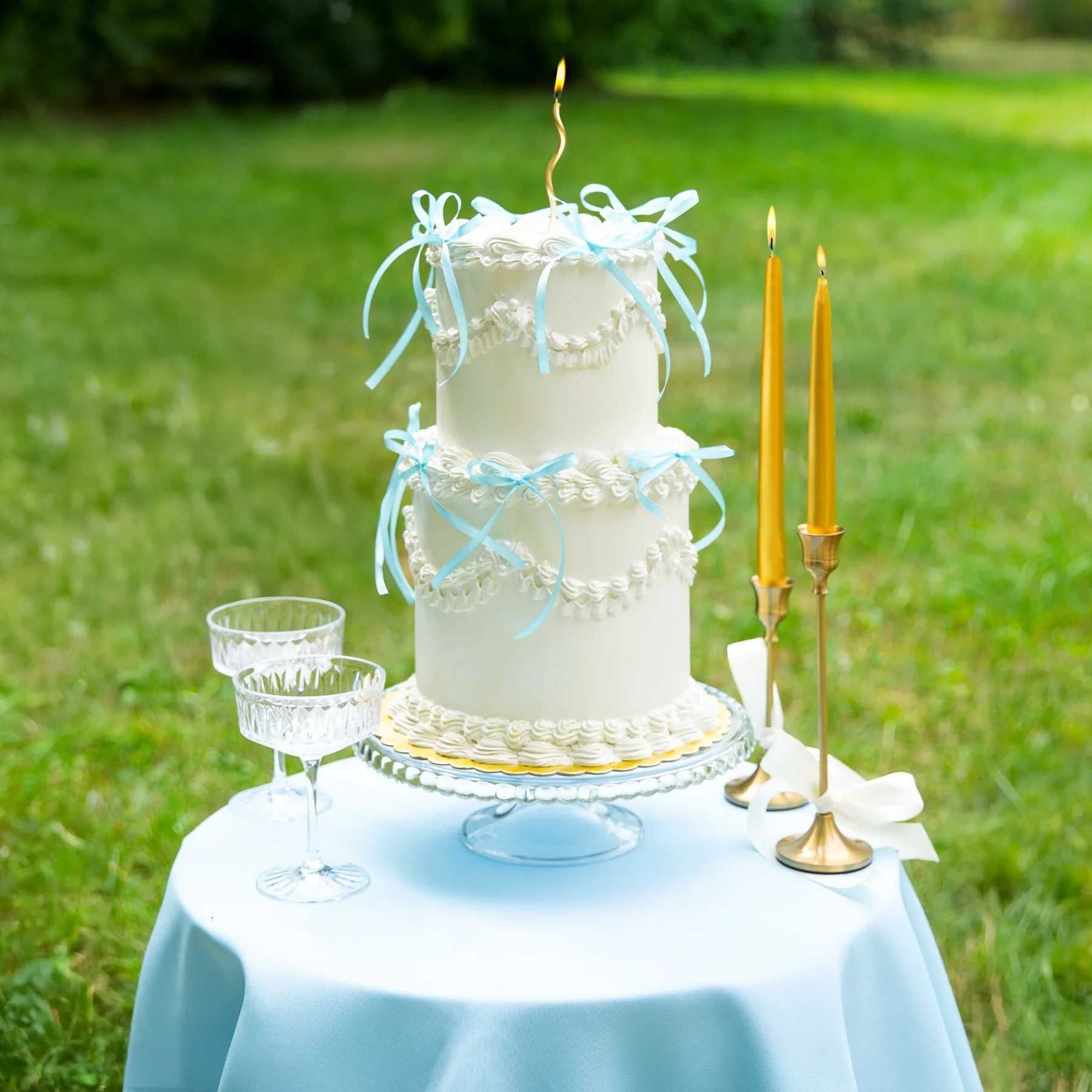 Toppery Na Tort Kokardki Niebieskie DIY 10 szt. Dekoracja Baby Shower