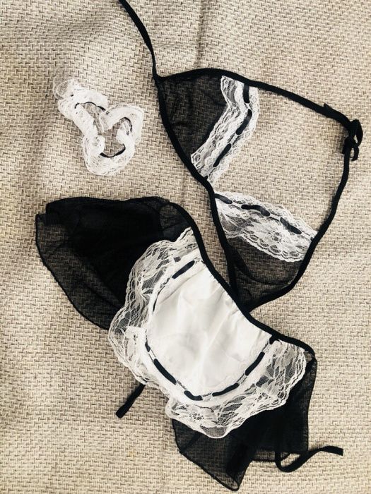 Strój pokojówka sexy zabawa eeotyczne przebranie S