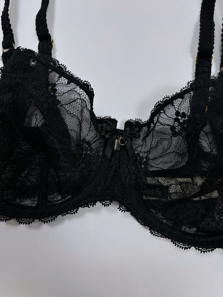 Кружевний прозорий чорний бюстгальтер 38D (85D)  Chantelle оригінал