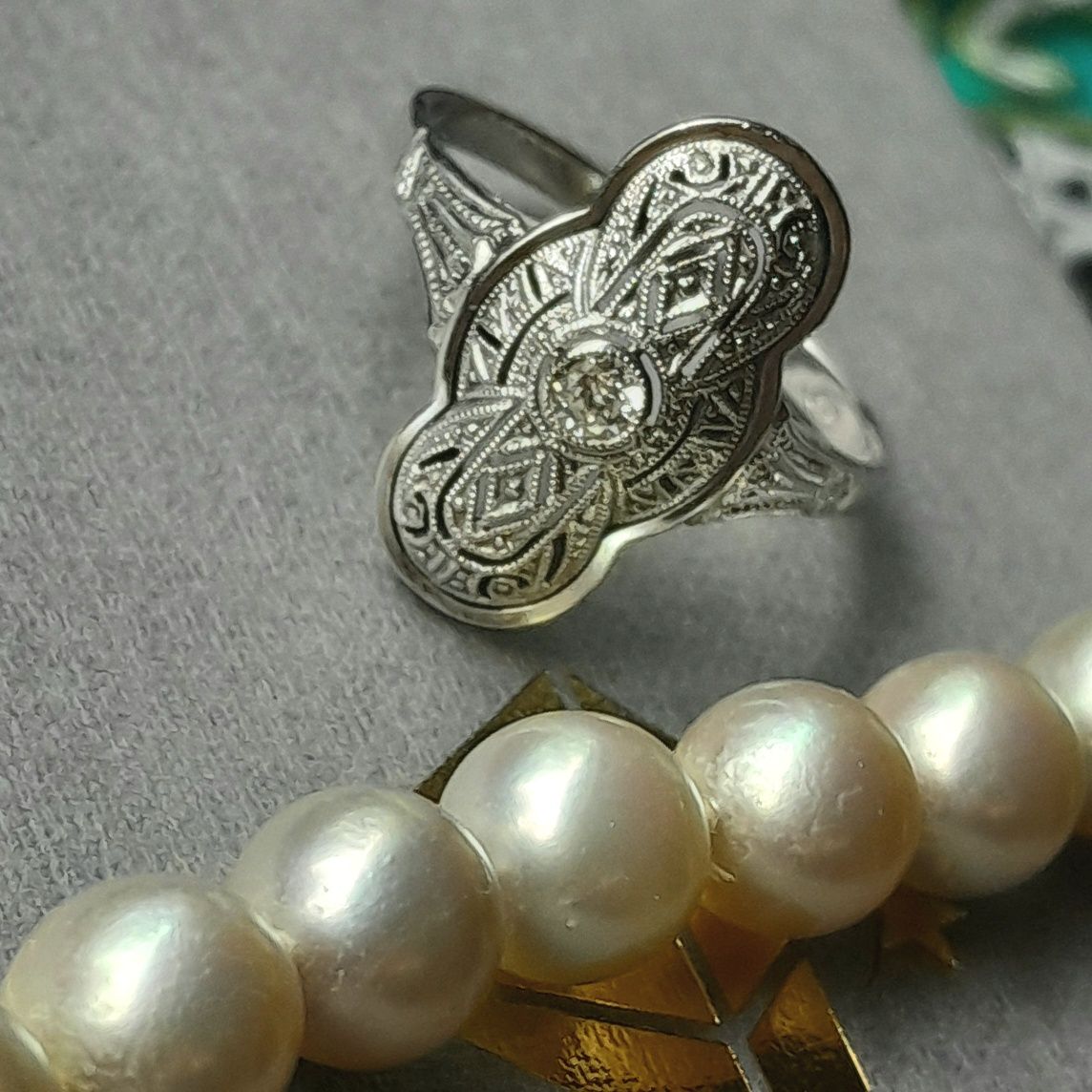 R.9 Pierścionek 3.9g Sygnet Diament 0.24ct Złoto 585 WYCENA