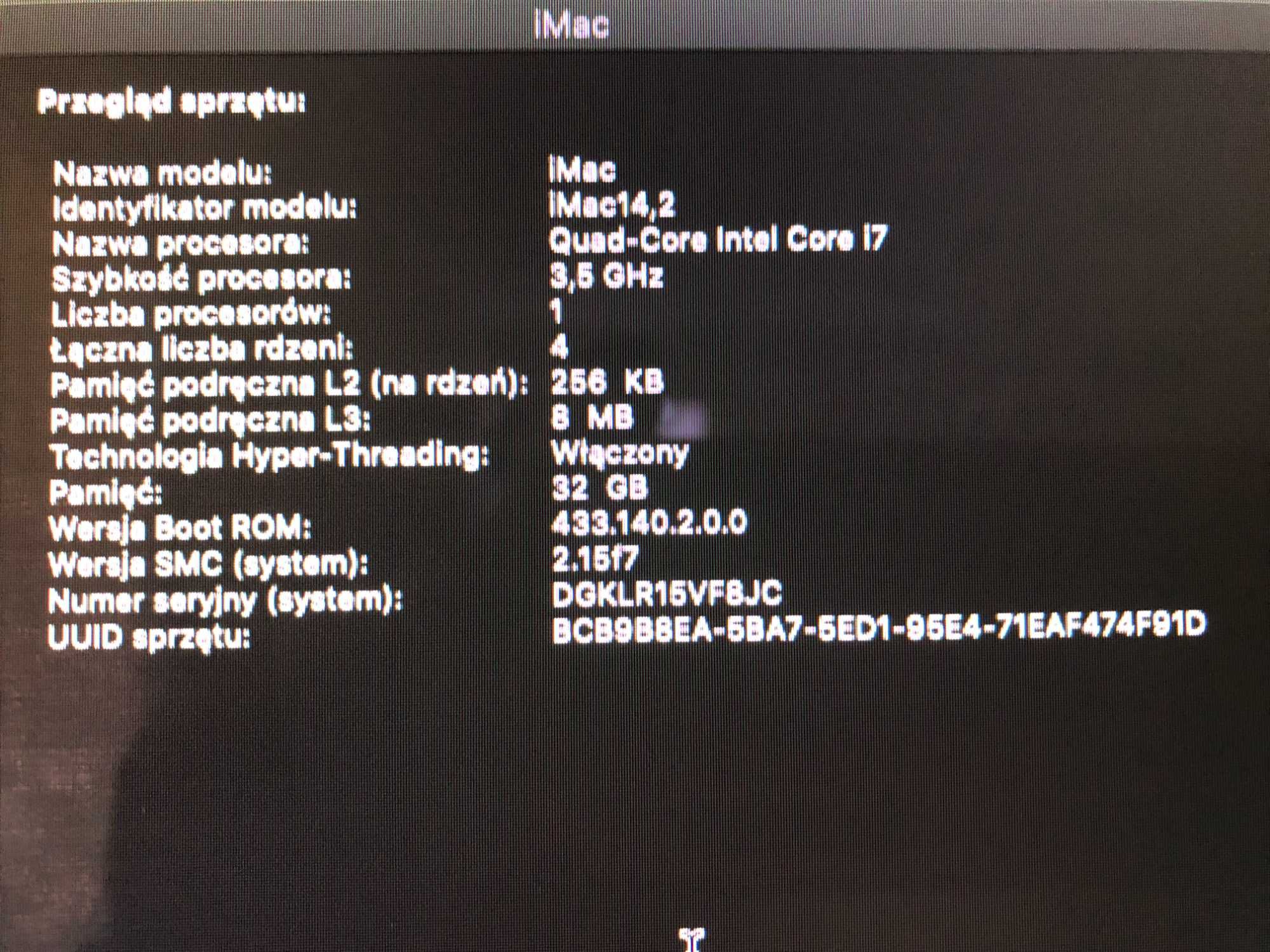 Apple iMac 14,2 A1419 Intel Core i7 32GB RAM + 128GBSSD + 1TB HDD