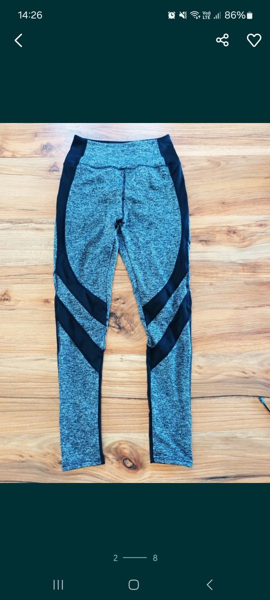 Legginsy 36 S sportowe z kieszeniami biegania fitness SHEIN szare