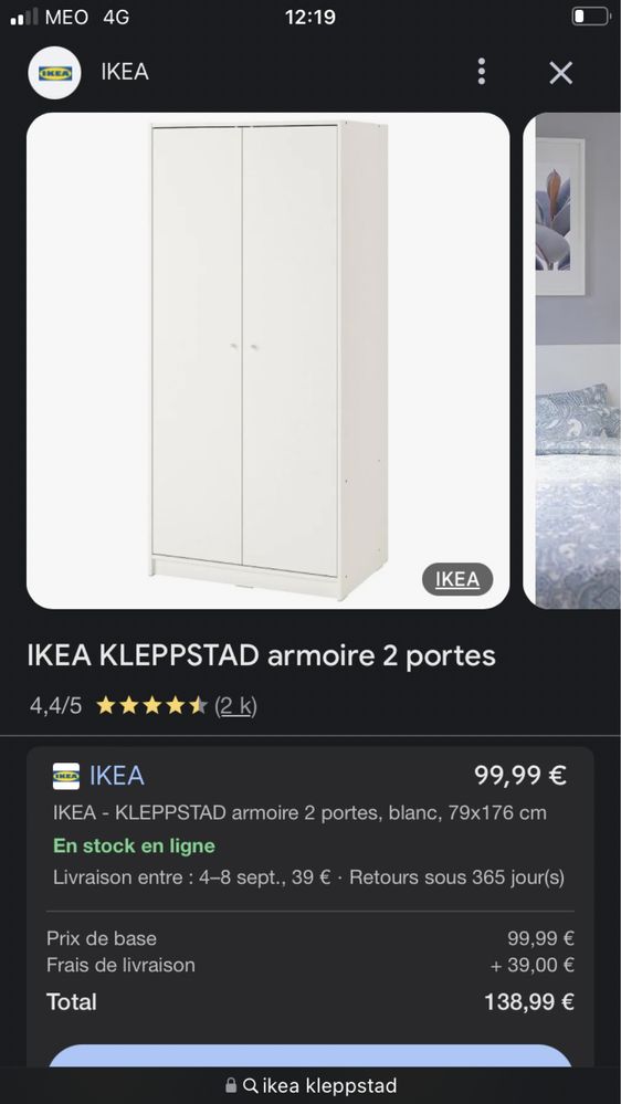 Ikea kleppstad 2 portes