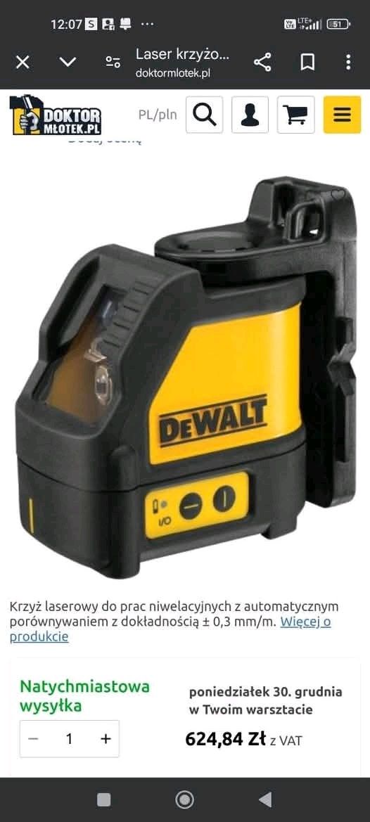 Laser Dewalt krzyżowy  nowy