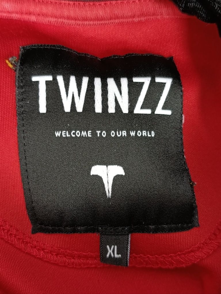Bluza Twinzz XL Czerwono Czarna z Kapturem