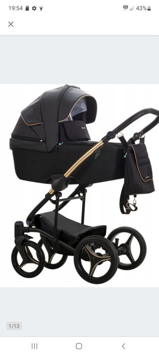 Wózek 2w1 czarno złoty+ bujaczki+łóżeczko