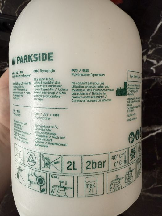 Садовий ручний обприскувач розпилювач PARKSIDE 2 л