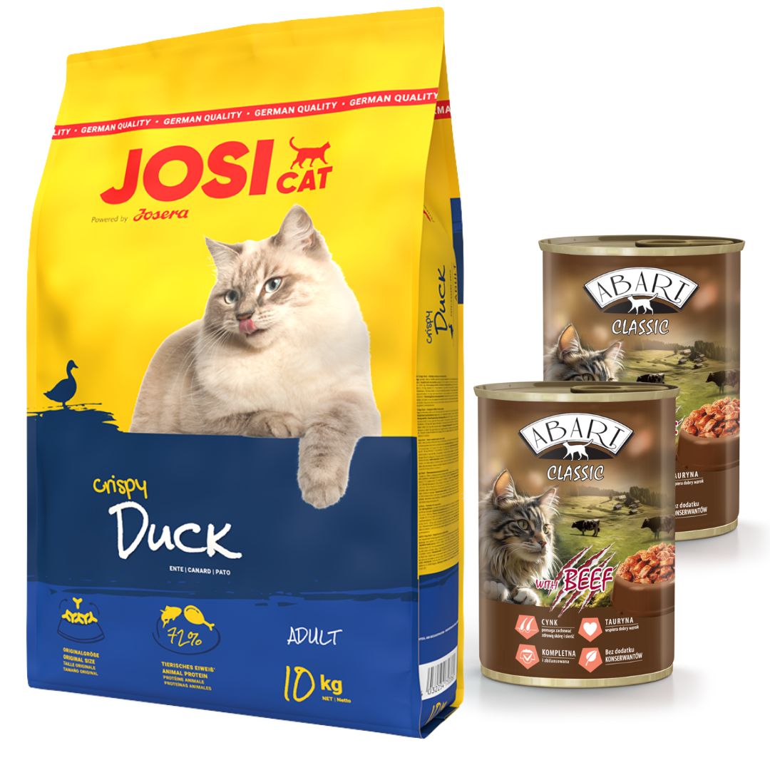 JOSERA JosiCat Crispy Duck 10kg + 2x Abart beef 415g