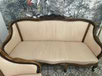 Zabytkowe skórzane meble sofa fotele rękodzieło retro