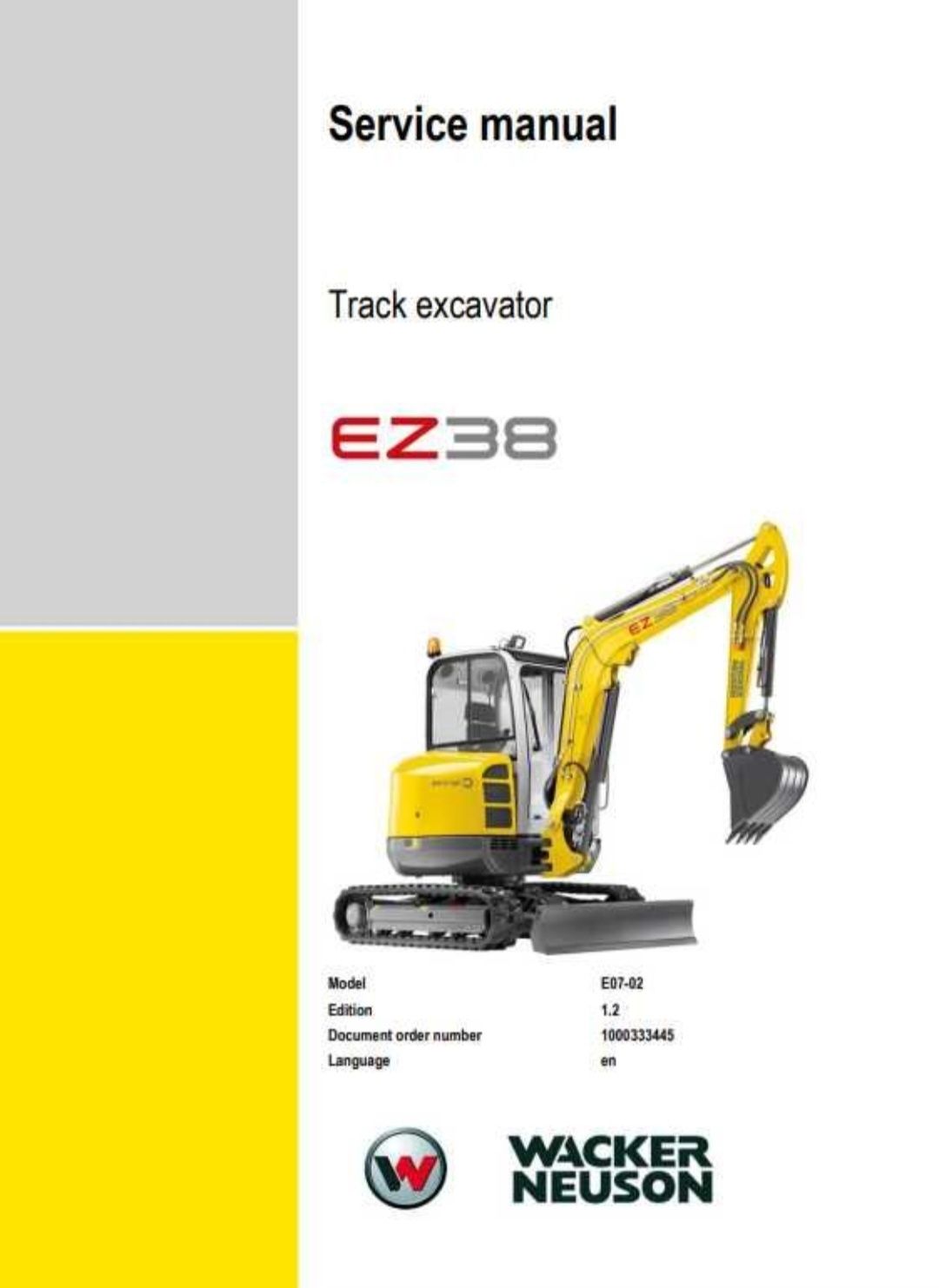 Katalog części, Instrukcja obsługi, minikoparka Wacker Neuson EZ38