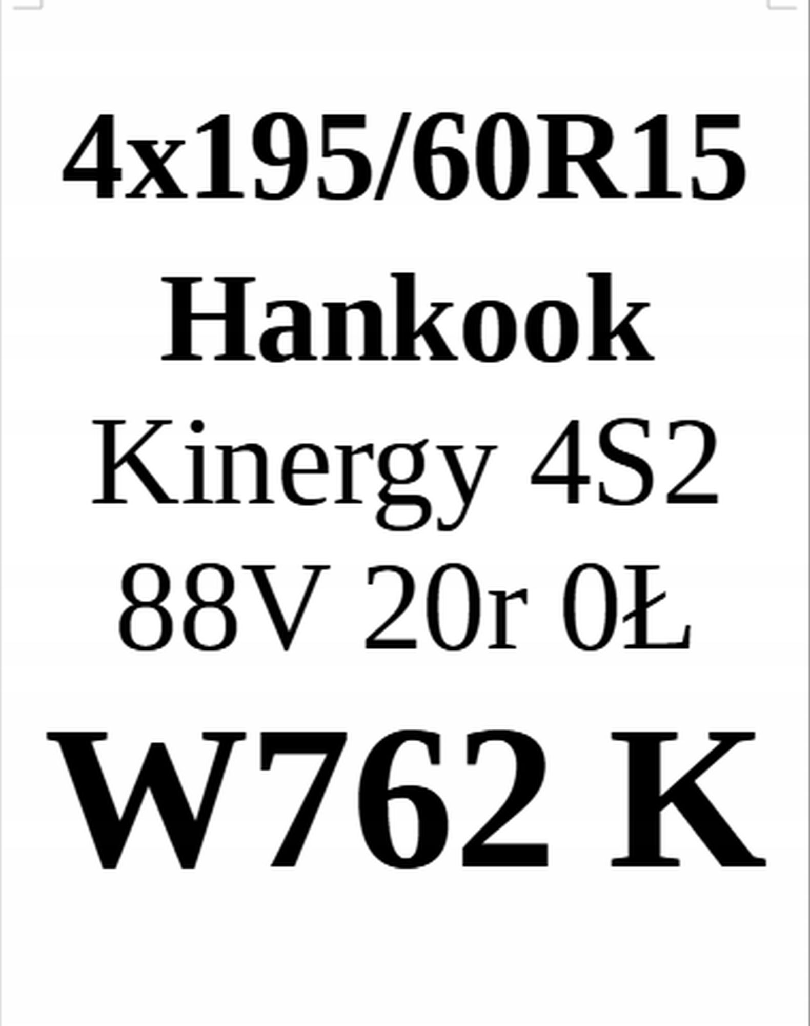 Opony 195/60/15 Hankook 6,65mm 2020r 4szt.=700zł C