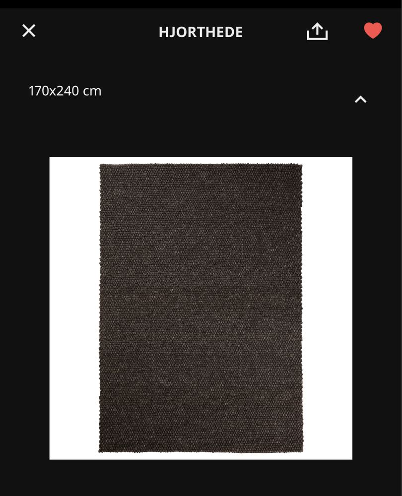 Ikea HJORTHEDE dywan wełna brąz 170 x 240
