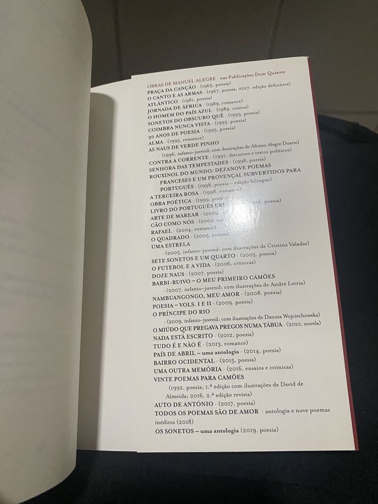 Livro de Poesia de Manuel Alegre “Os Sonetos”