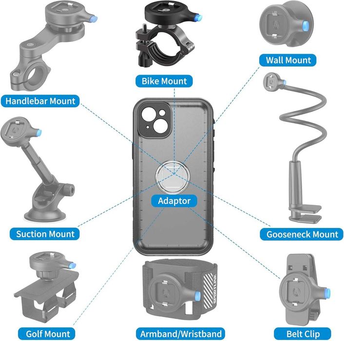 Uchwyt rowerowy na telefon iPhone 14 Plus, aluminiowy, SPORTLINK spp32