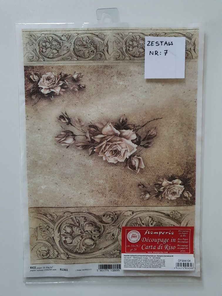 Papier ryżowy + chusteczki do decoupage ( zestaw nr 7 )