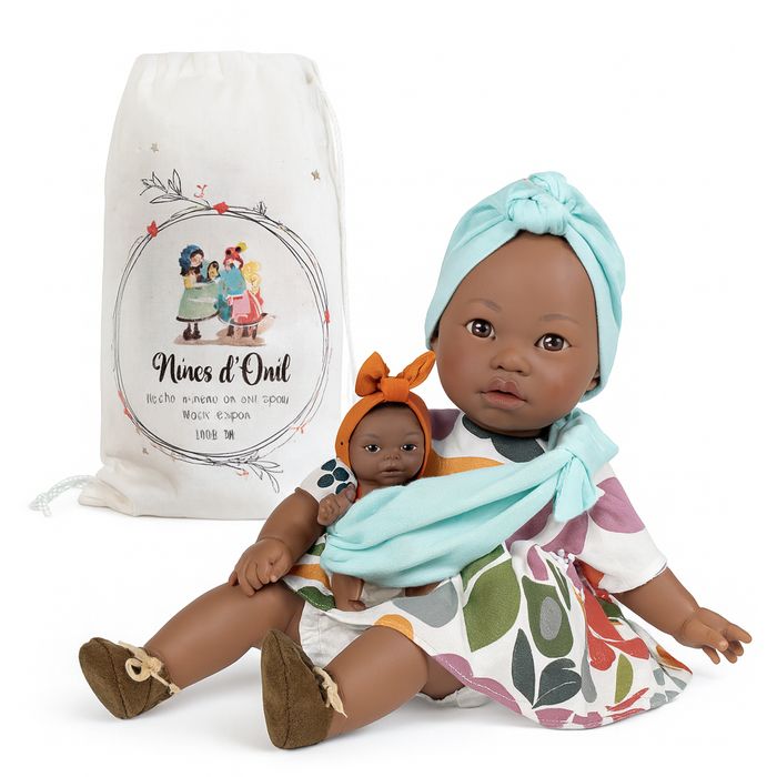 Boneca Alika com Bebé 40 cm – Nines d’Onil (Olhos realistas)