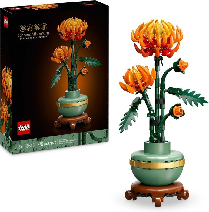 LEGO Icons Botanicals Chryzantema, Sztuczne Kwiaty, 10368 nowe