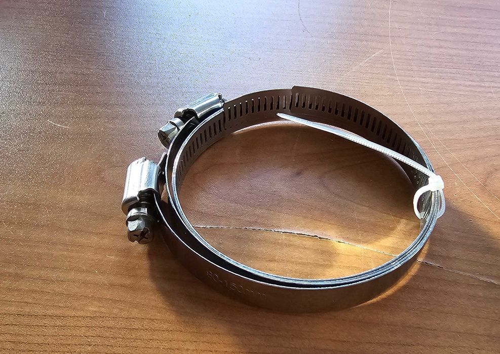 Obejma ślimakowa skręcana stal nierdzewna 80-150 szeroki zakres NOWA 1