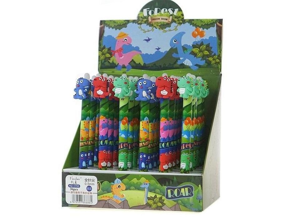 Długopis żelowy dinozaur (36szt) ADAR pudełko,139x165 mm