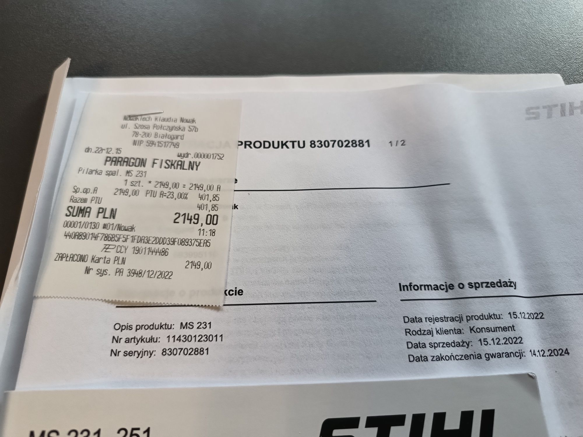 Stihl 231 Polecam