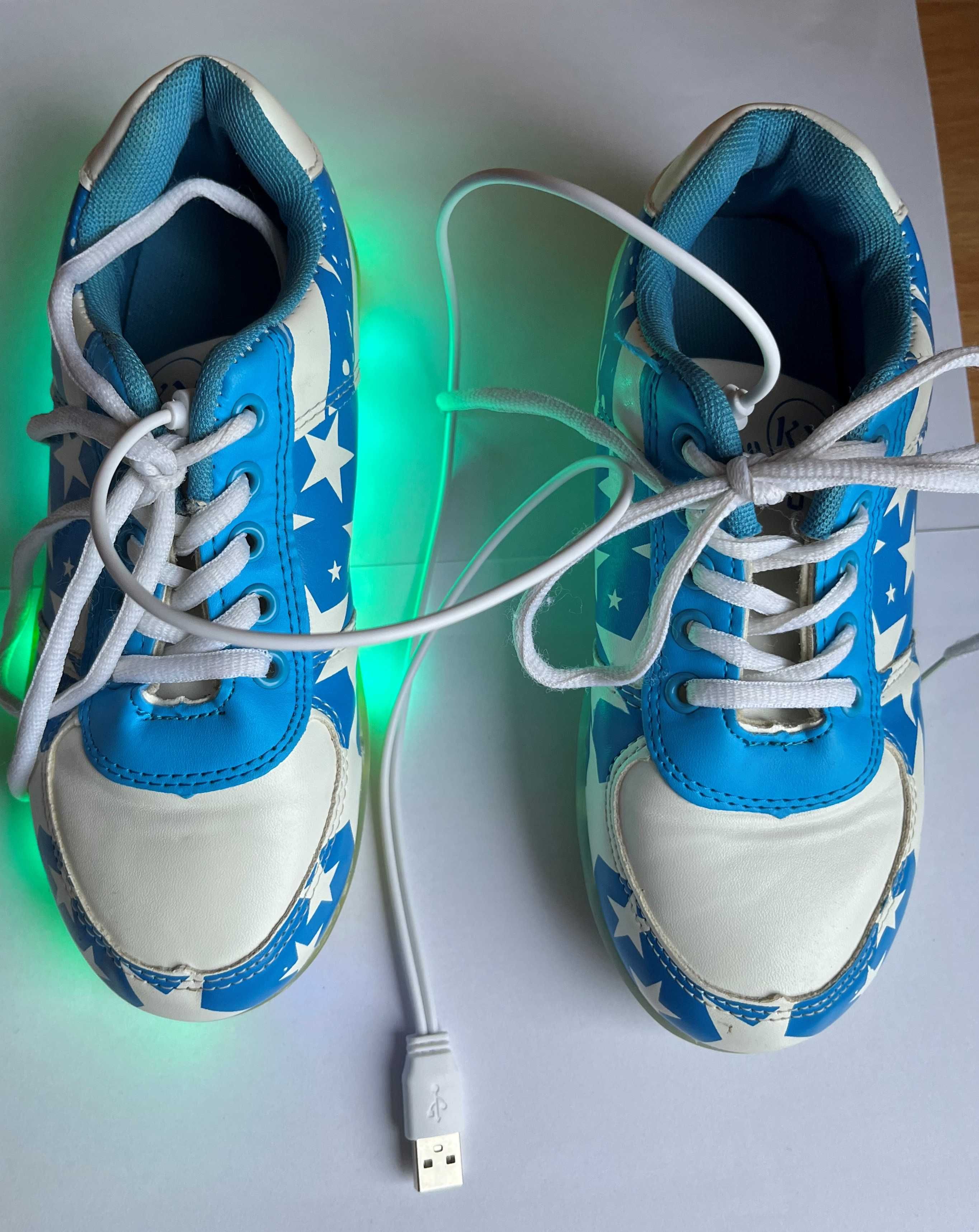 Buty LED niebieskie, podświetlane ,świecące w ciemności