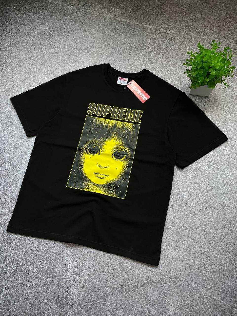 Чорна Футболка Supreme з бірками (Супрім)