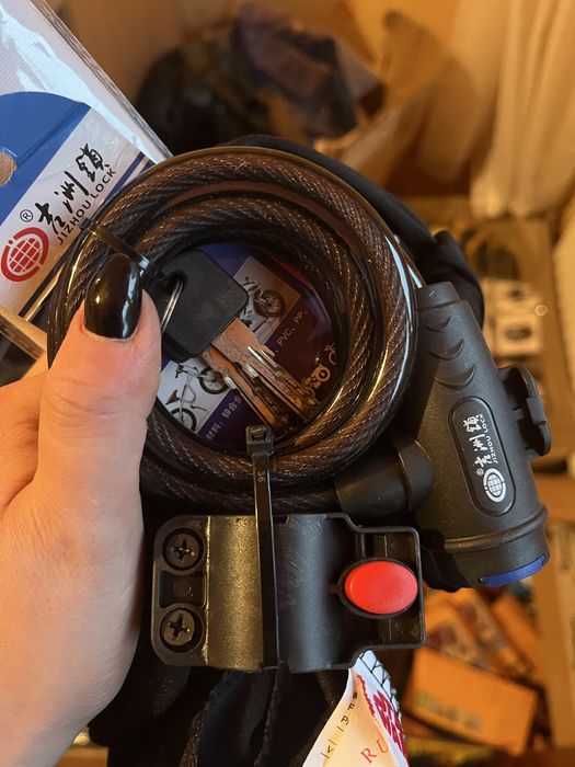 Blokada rowerowa na rower motor zapięcie linka szyfr kod