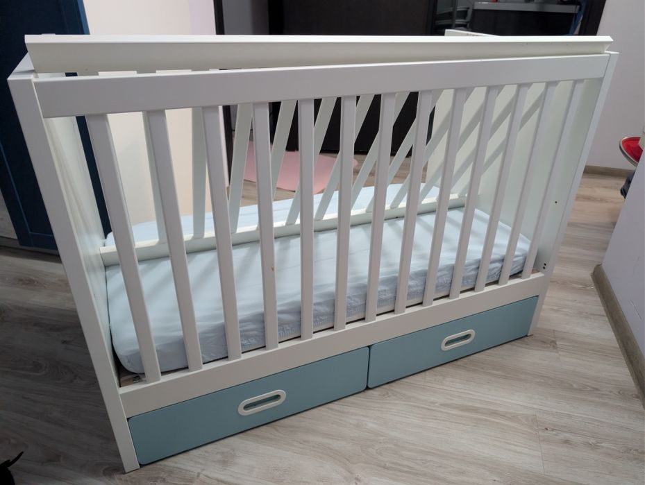 Łóżeczko Ikea Stuva 120x60 z materacem