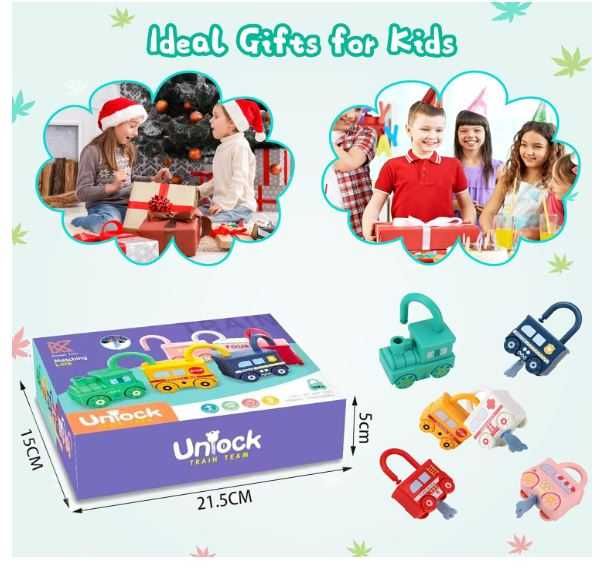 Zabawka edukacyjna, pociąg z kluczami do dopasowania