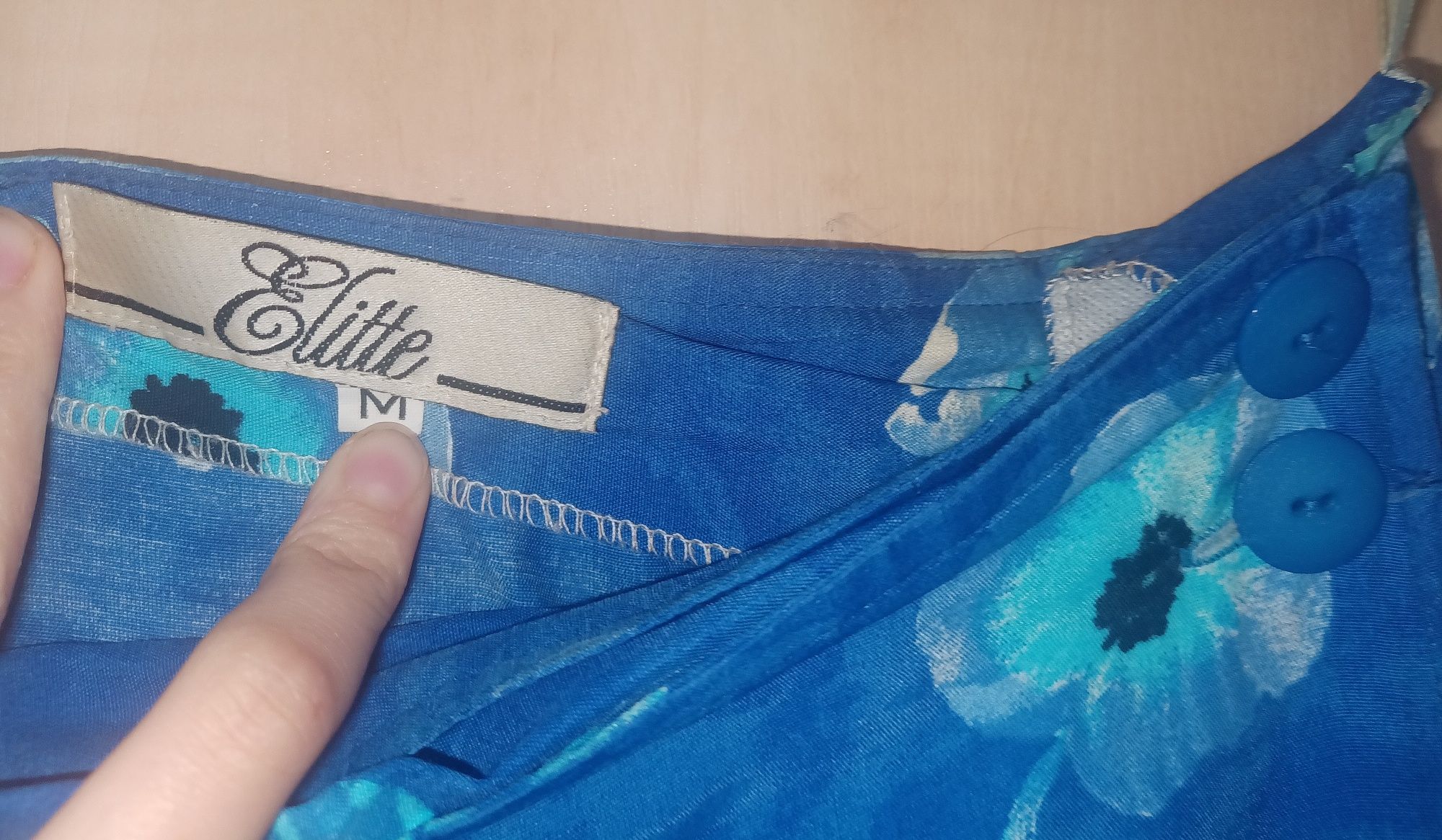 Niebieska spódnica maxi midi w kwiatki Elitte m/38
