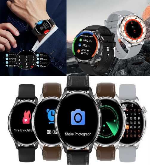 SmartWatch M13. Metalowy, srebrny mat+jasnobrązowy