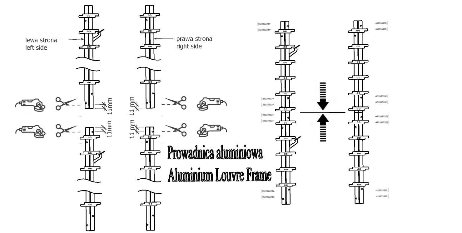 Ruchome deseczki . Aluminiowy system prowadzący tzw. Schutters