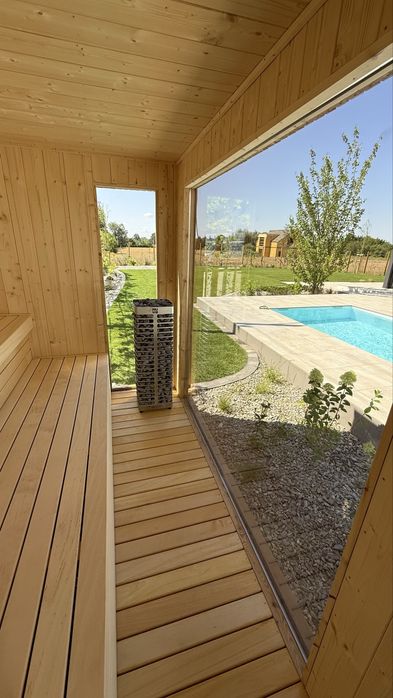 Sauna zewnętrzna ogrodowa.