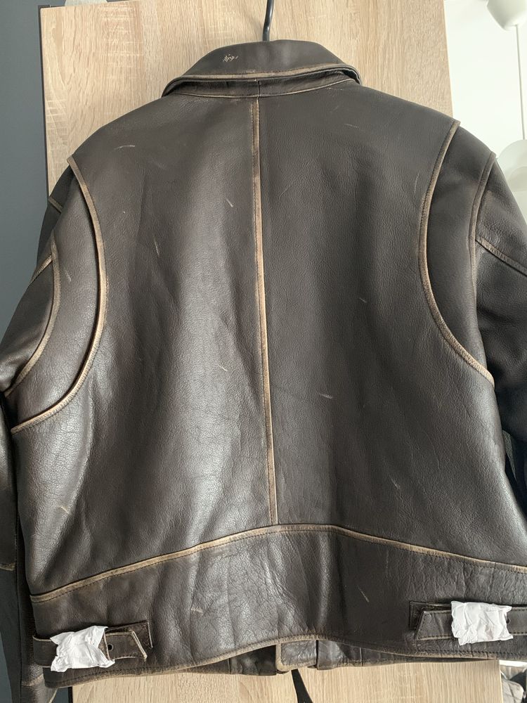 Mango kurtka skórzana oversize dad leather jacket nowa M
