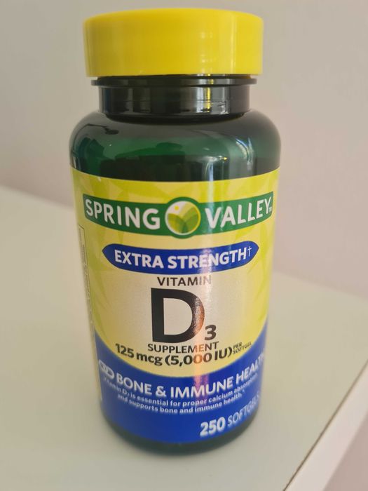 Vitamina D3 125 mcg (5000 IU) por cápsula - 250 cápsulas de gel